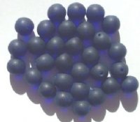 25 10mm Transparent Matte Cobalt Round Glass Beads